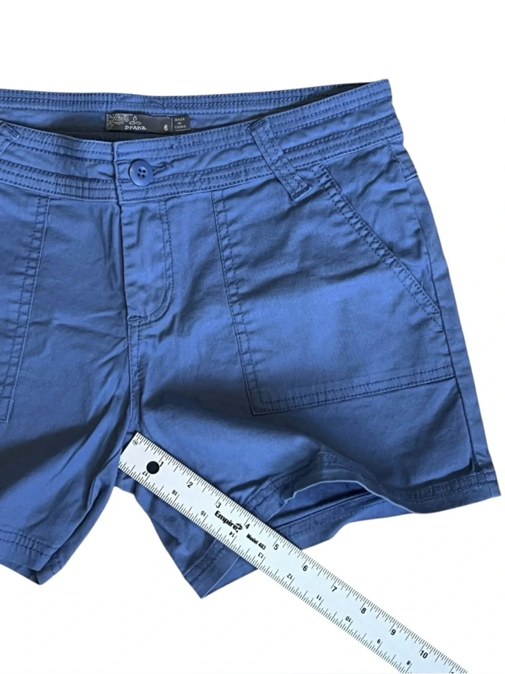 Prana Women’s Sz 6 Blue Halle Stretch Cotton Twill Cargo Shorts - Picture 11 of 12